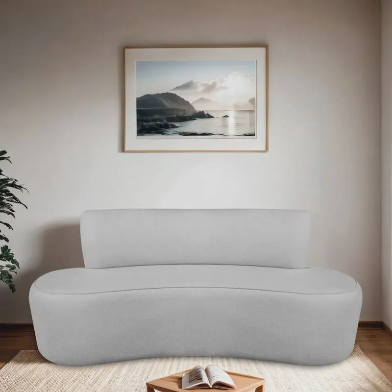 Sofá Curvo Orgânico 140cm 2 Lugares Linho Antonela