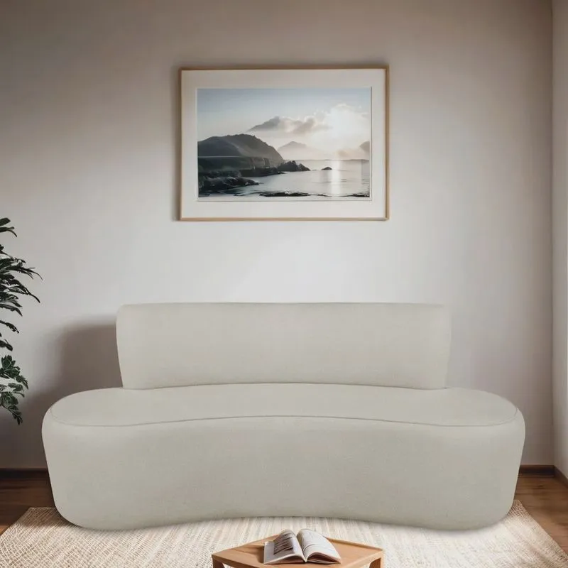 Sofá Curvo Orgânico 140cm 2 Lugares Bouclé Antonela