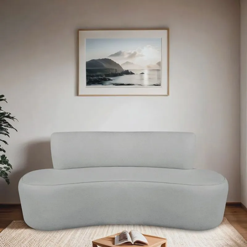 Sofá Curvo Orgânico 140cm 2 Lugares Bouclé Antonela