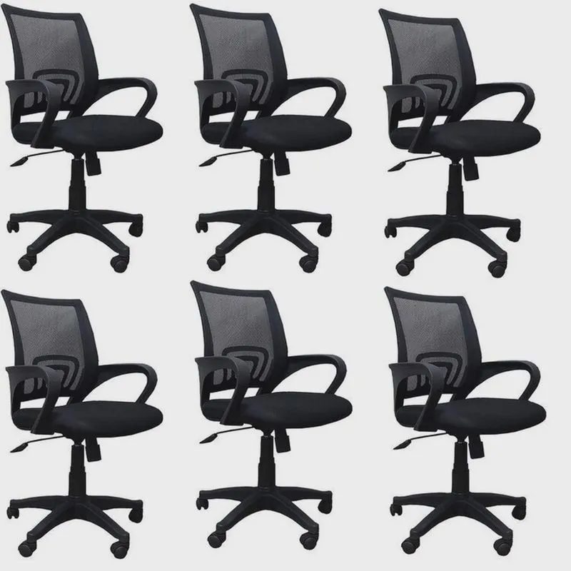 Kit 6 Cadeiras de Escritório Giratória com Relax Office Santiago