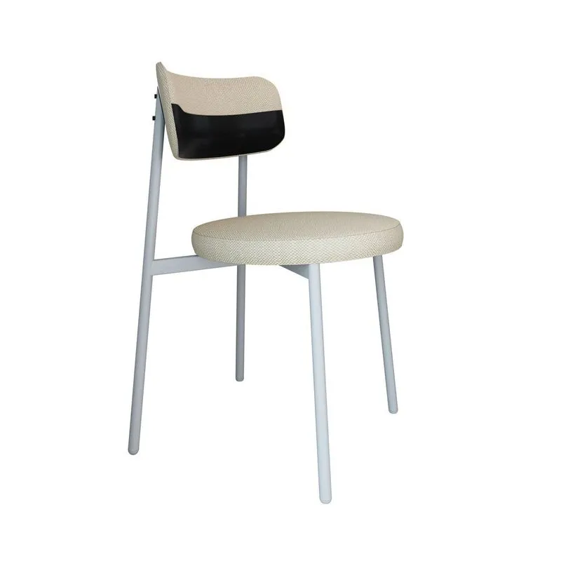 Cadeira Kyta Fixa Com 4 Pés 50 X 44,7 X 83,8 Cm Com 1 Unidade Areia/preto/branco