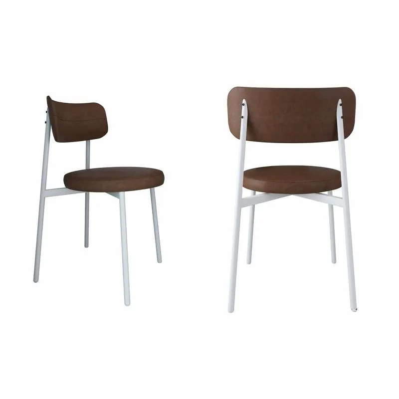 Cadeira Kyta Fixa Com 4 Pés 50 X 44,7 X 83,8 Cm Com 2 Unidades Whisky/branco