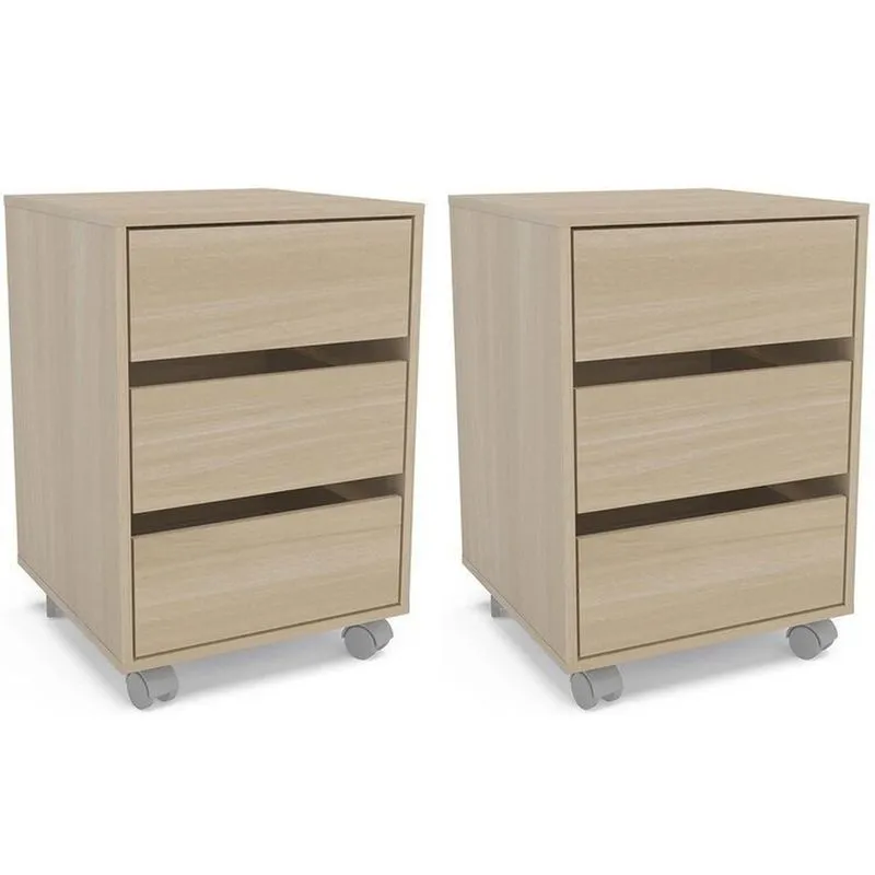 Kit 2 Gaveteiros Mauá 450mm 3 Gavetas Com Rodízios Legno Salinas