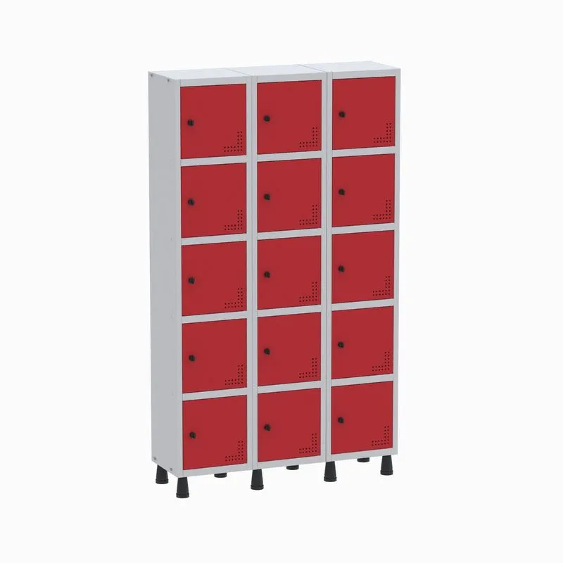 Roupeiro Aço Light 3v 15 Portas Gr303/15 Cinza/vermelho