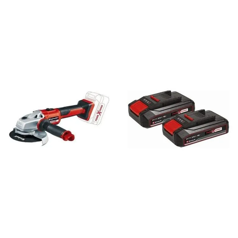 Kit Esmerilhadeira Angular A Bateria Axxio Com Kit Bateria Power X-change 2 Unidades 18v 2,5ah Preto