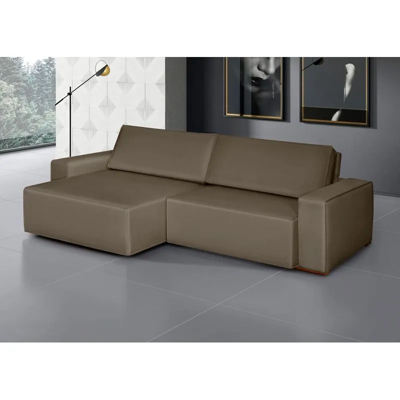 Sofá Siena - Retrátil / Reclinável 220 Cm- Veludo Marrom