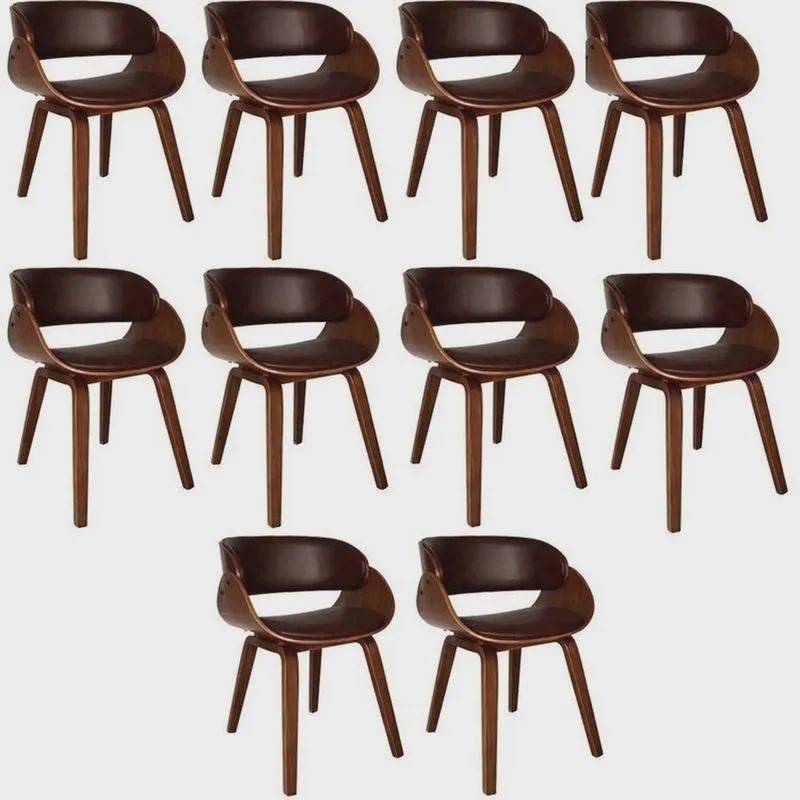 Conjunto com 10 Cadeiras de Jantar Daniela Marrom