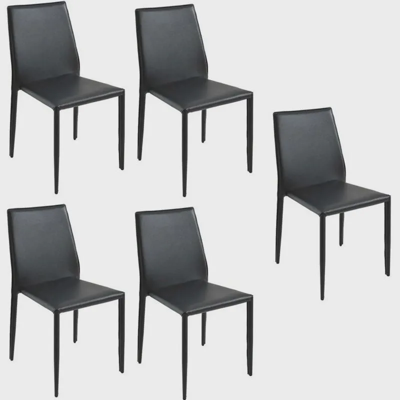 Kit com 5 Cadeiras de Jantar Amanda Pvc Preto