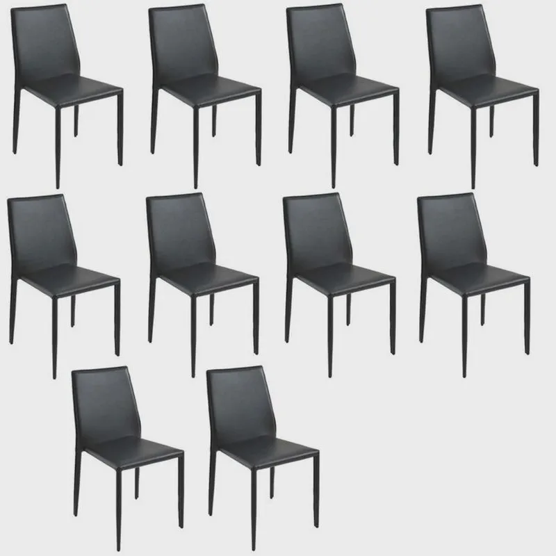 Kit com 10 Cadeiras de Jantar Amanda Pvc Preto