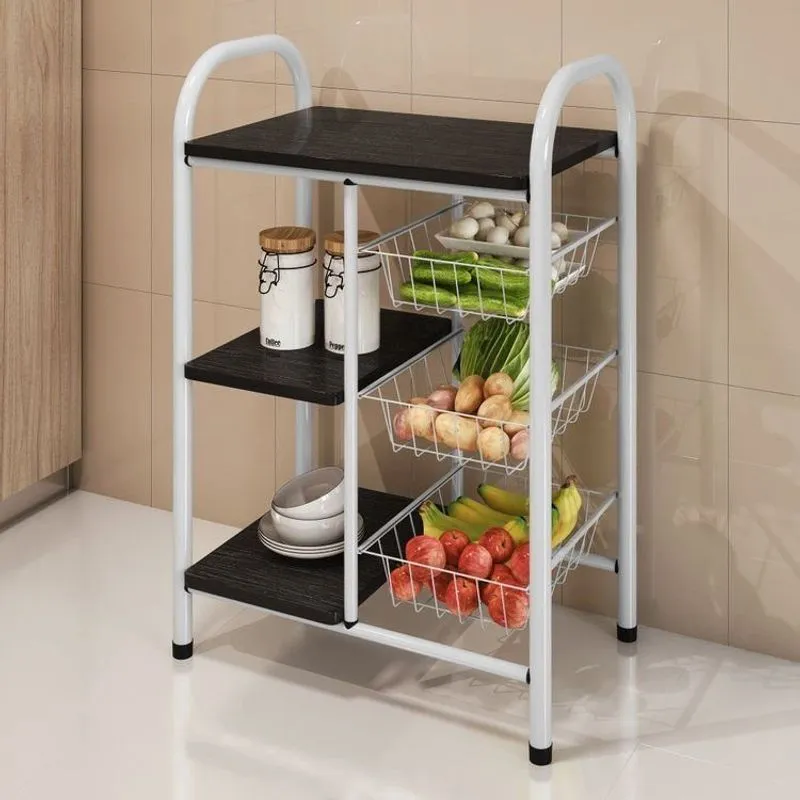 Fruteira Para Cozinha Giovana Fruteira Em Aço Com 3 Cesto Branco/preto