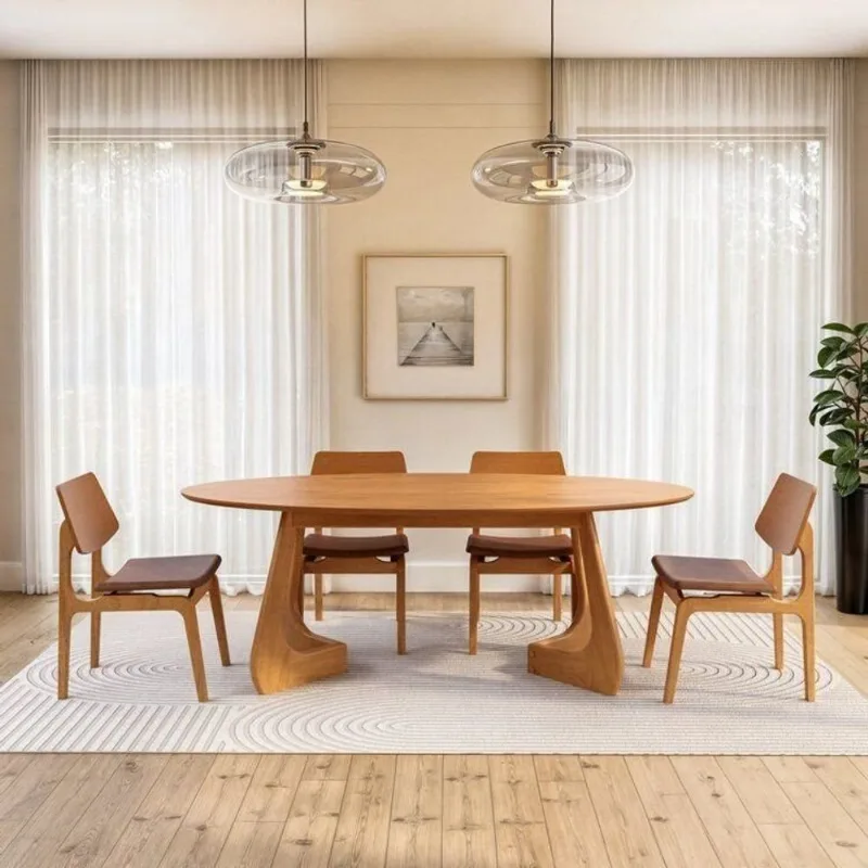 Kit Mesa de Jantar Oval Paineira 210cm 4 Cadeiras Jandaia CabeCasa MadeiraOriginals Madeiramadeira m Amendoa