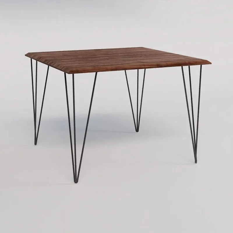 Mesa de Jantar Industrial Quadrada Clips 90cm de Ferro Marrom