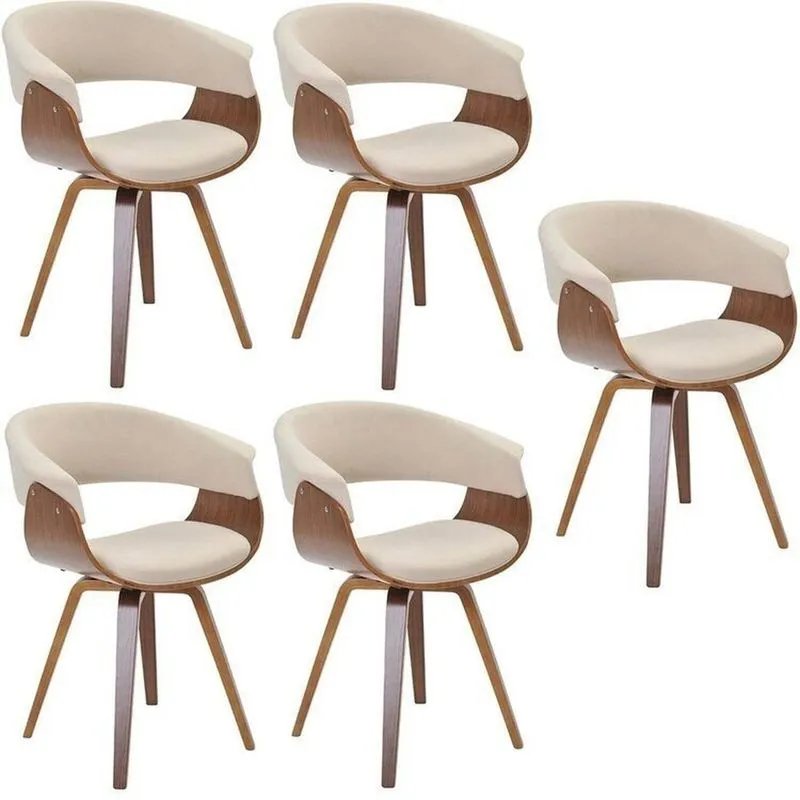 Conjunto Com 5 Caderias Para Sala De Jantar Betina Creme