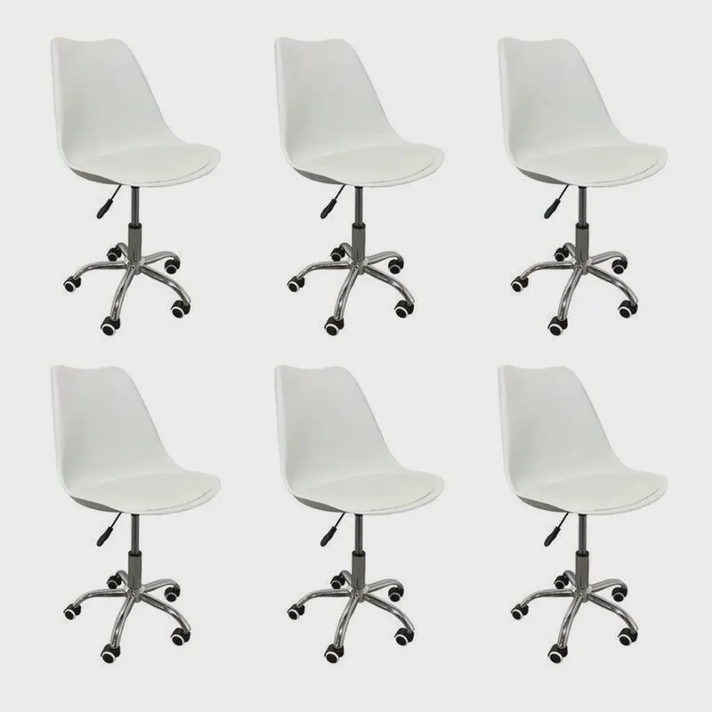 Kit 6 Cadeiras para Escritório Secretária Decorativa Eames Chicago