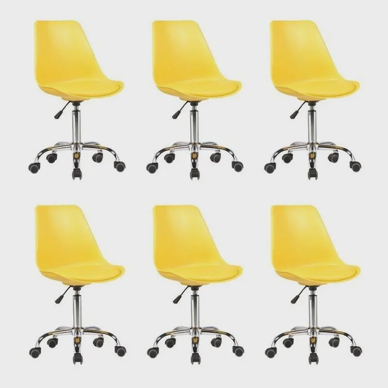 Kit 6 Cadeiras para Escritório Secretária Decorativa Eames Chicago