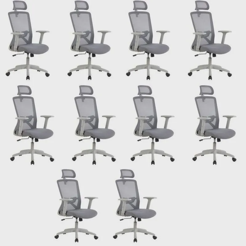Kit com 10 Cadeiras para Escritório Presidente NR17 Office Dallas