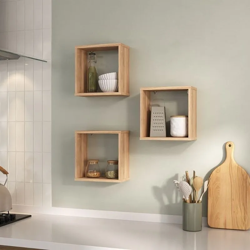 Nicho Decorativo Gênova Kit Com 3 Unidades Grande 30x30x15 Itapuã