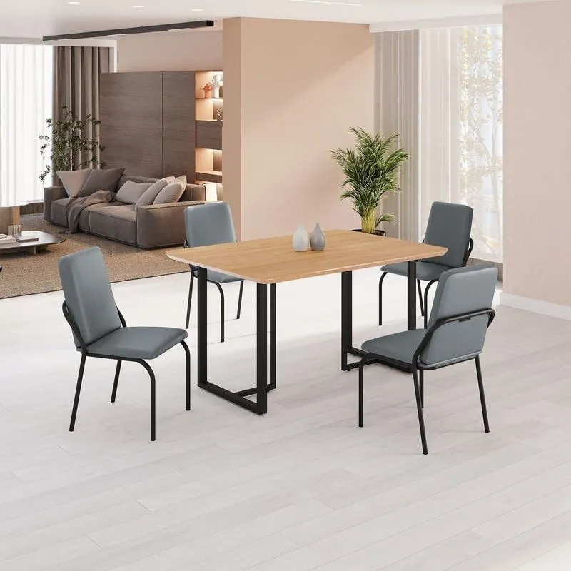 Conjunto Sala De Jantar Mesa 120x90cm Base Lunna Tampo Mdf Malibu Grafite/preto