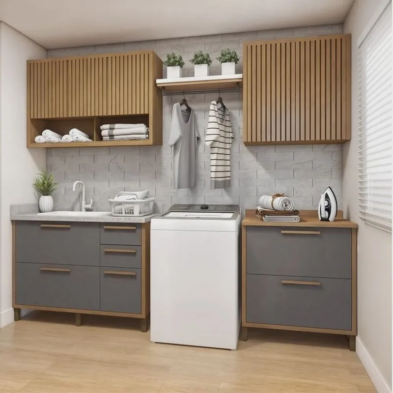 Lavanderia Modulada 2 Armários Aéreos e 2 Balcões Torino