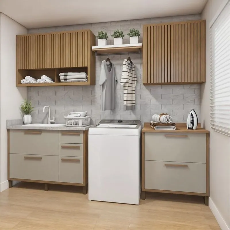 Lavanderia Modulada 2 Armários Aéreos e 2 Balcões Torino