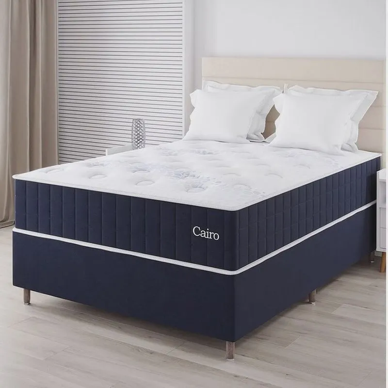 Conjunto Colchão Mola Ensacada e Base Box Casal 67x138x188cm Cairo Yescasa