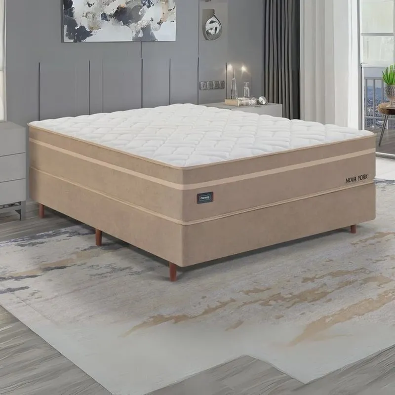 Cama Box Casal Molas Ensacadas Tecnologia Gel Sense, health Protection e Air Flow New York Bege