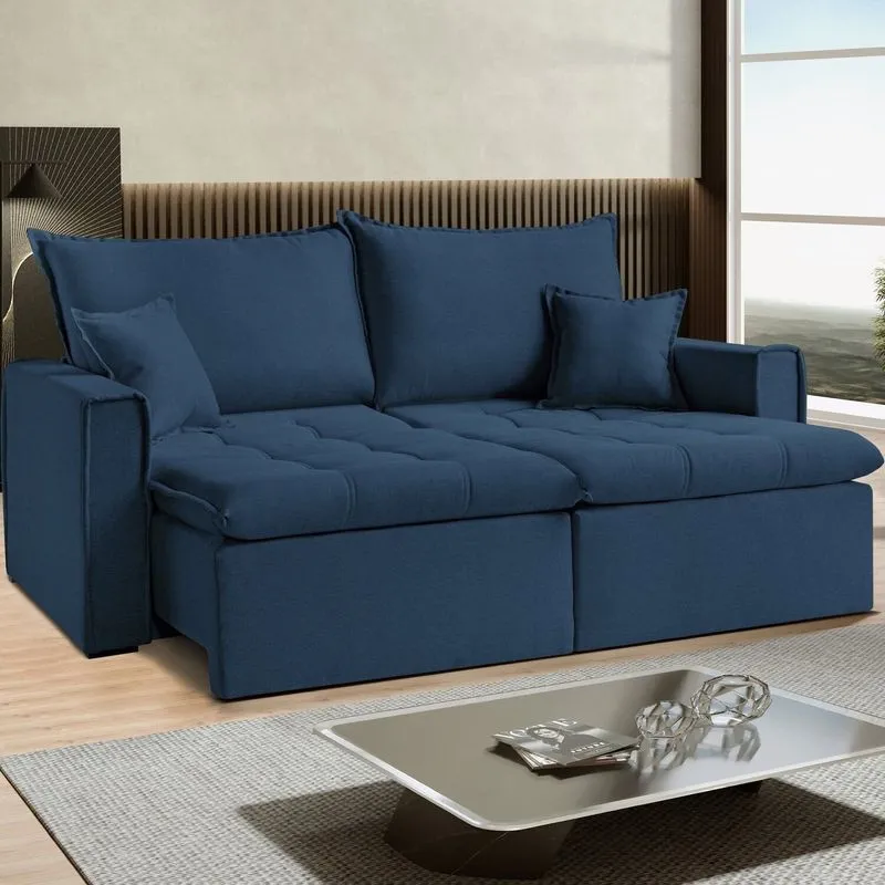 Sofá Cama Dallas 170 Cm Sem Caixa Veludo Azul Marinho