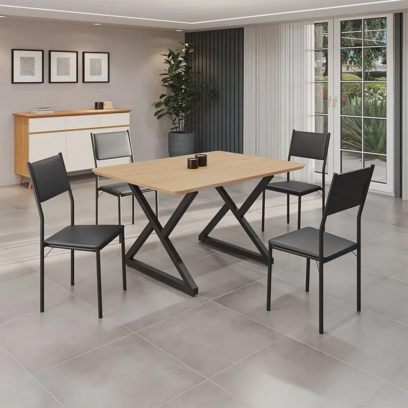Conjunto Sala de Jantar Mesa 120x90cm Base Império Tampo Mdf Florença