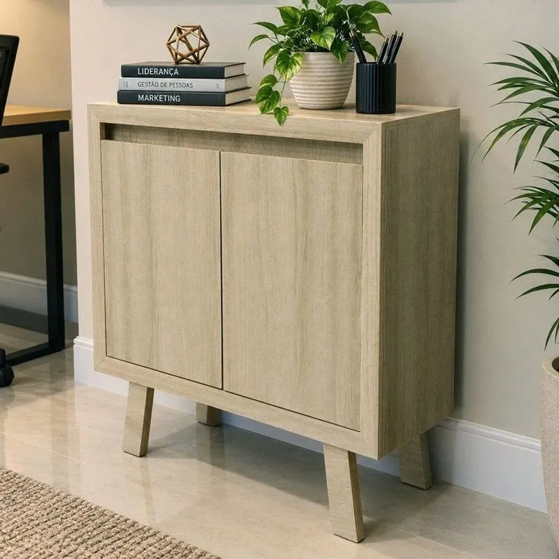 Balcão Para Escritório 90cm Com 2 Portas E 1 Prateleira Me4187 Marrom/amendoa Amendoa