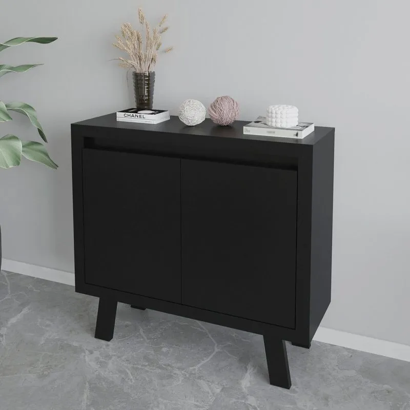 Balcão Para Escritório 90cm Com 2 Portas E 1 Prateleira Me4187 Preto Preto