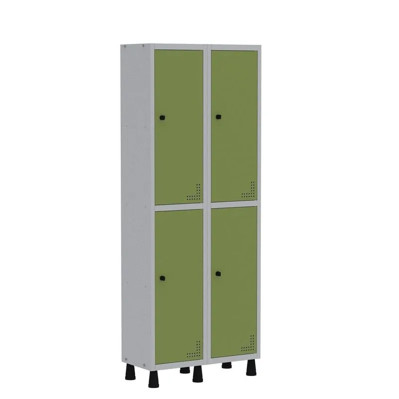 Armário Locker Guarda Volume Aço Light 4 Portas 69x179,5cm Verde E Cinza Cinza/verde