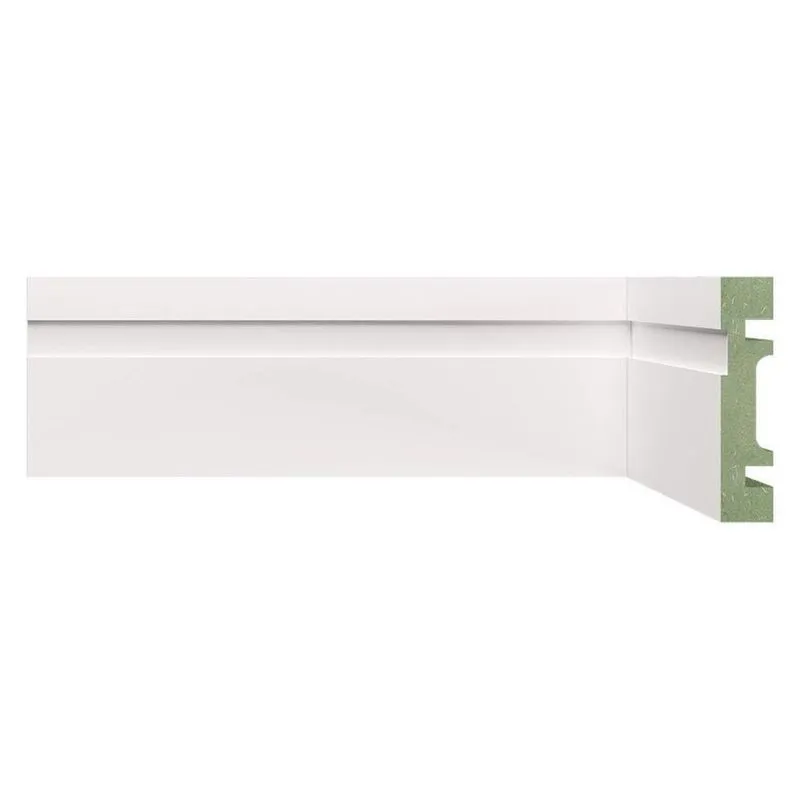 Rodapé Mdf Frisado 7cmx2,40m 702 Moldufama Kit 7,2m Branco