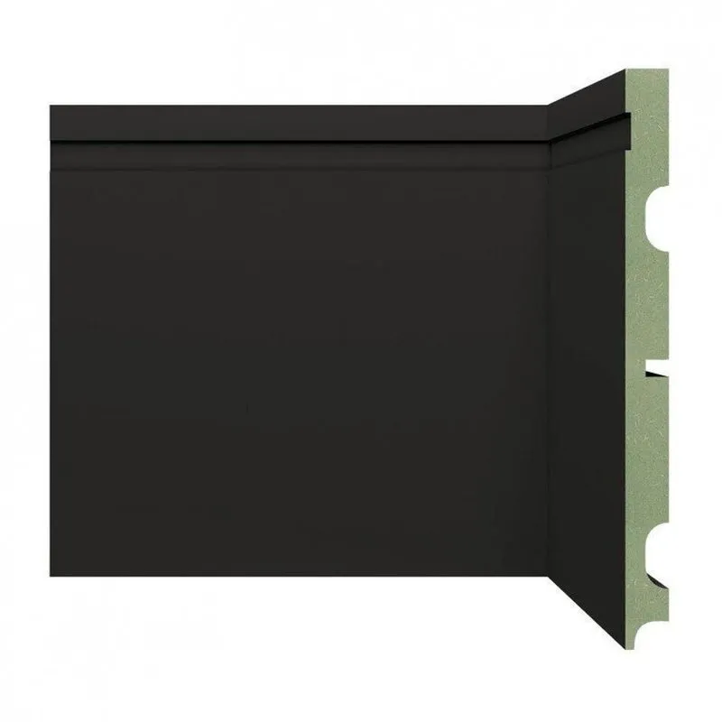 Rodapé Mdf Frisado 20cmx2,40m 2002 Moldufama Kit 36m Preto Frisado