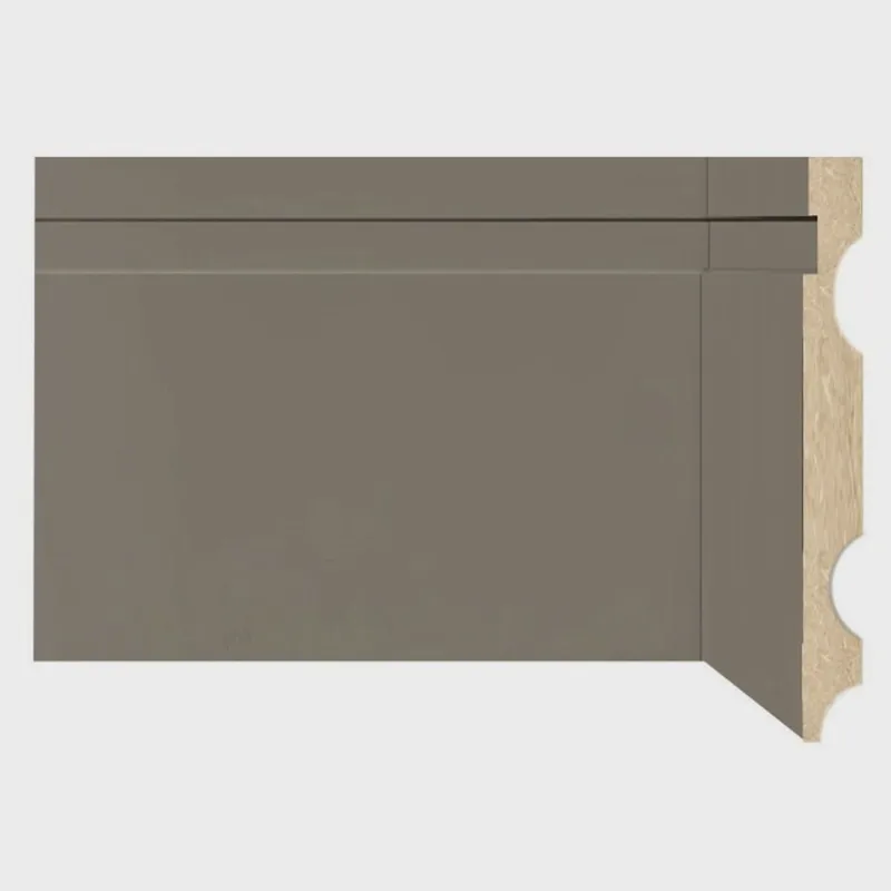 Kit com 10 Barras Rodapé de Mdf 15cm X 15mm X 2,40m com Friso Moldufama 1502 24m Cinza Titanium