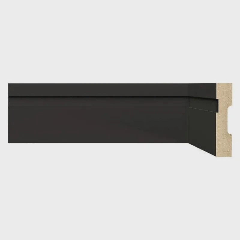 Kit com 20 Barras Rodapé de Mdf 7cm X 15mm X 2,40m com Friso Moldufama 702 48m Preto