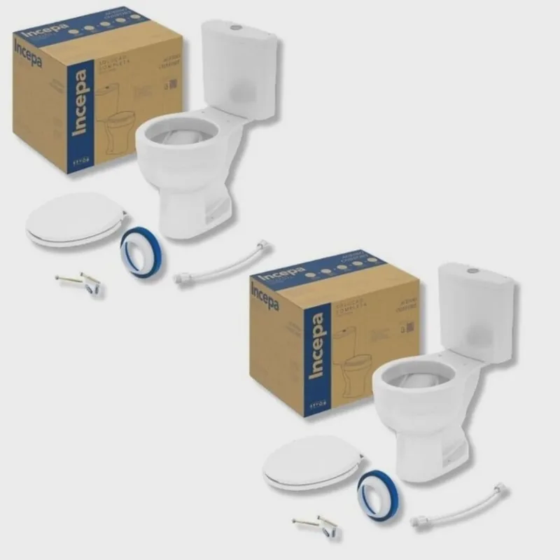 Kit 2 Vaso Sanitário com Caixa Acoplada e Assento Soft Close Acesso Confort Incepa Branco
