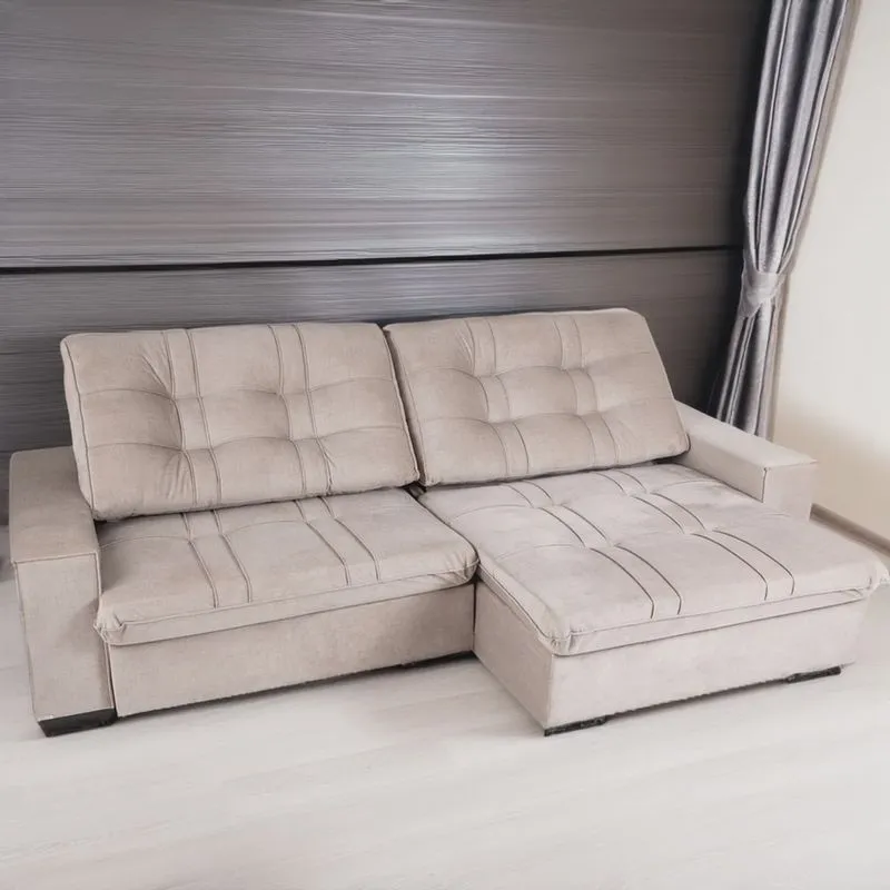 Sofá Retrátil e Reclinável 4 Lugares 250 Cm Turim Duplo Molejo Cappuccino