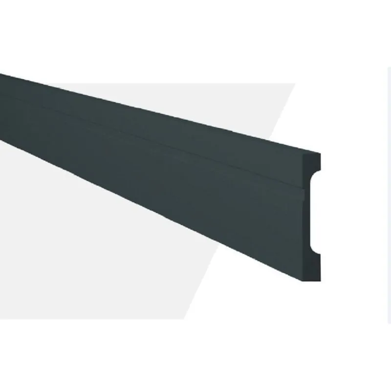 Kit Com 5 Barras Rodapé De Poliestireno Com Friso Mf7 18mm X 244cm X 7cm 12m Preto