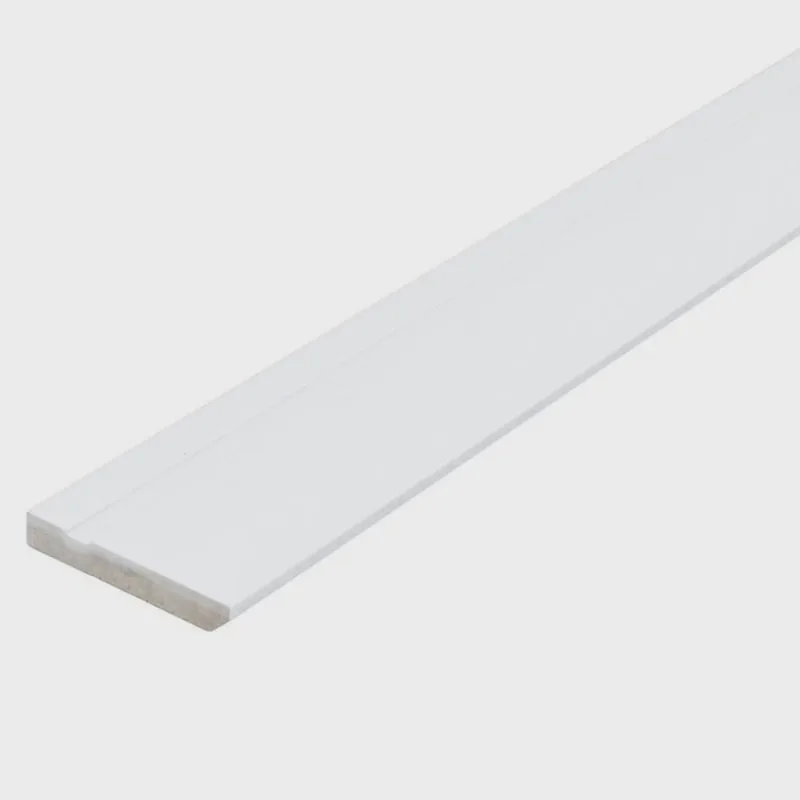 Kit com 10 Barras Rodapé de mdf 10cm x 15mm x 2.20m Revestido Frisado Casablanca 22m Branco