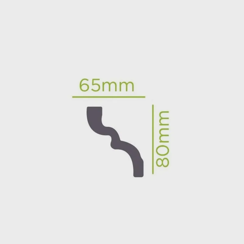 Kit com 20 Barras Rodateto de Poliestireno 8cm X 65mm Liso 40m Branco