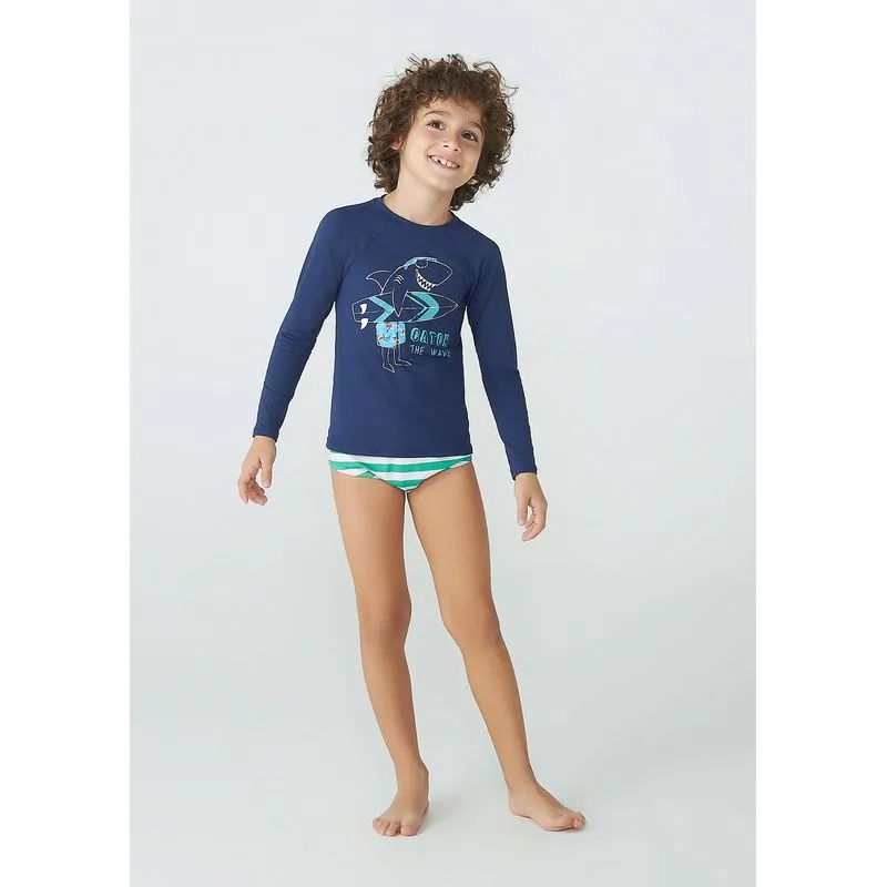 Conjunto Praia Infantil Menino Com Sunga Slip - Azul 014