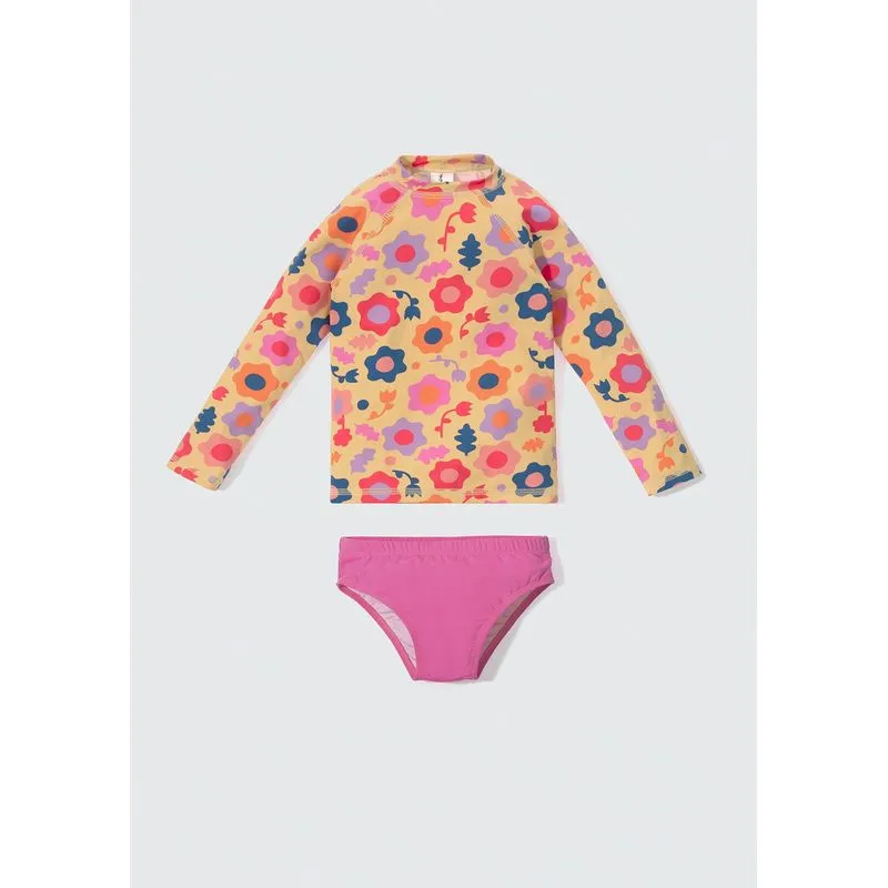 Conjunto Praia Infantil Menina Floral Toddler - Rosa 004