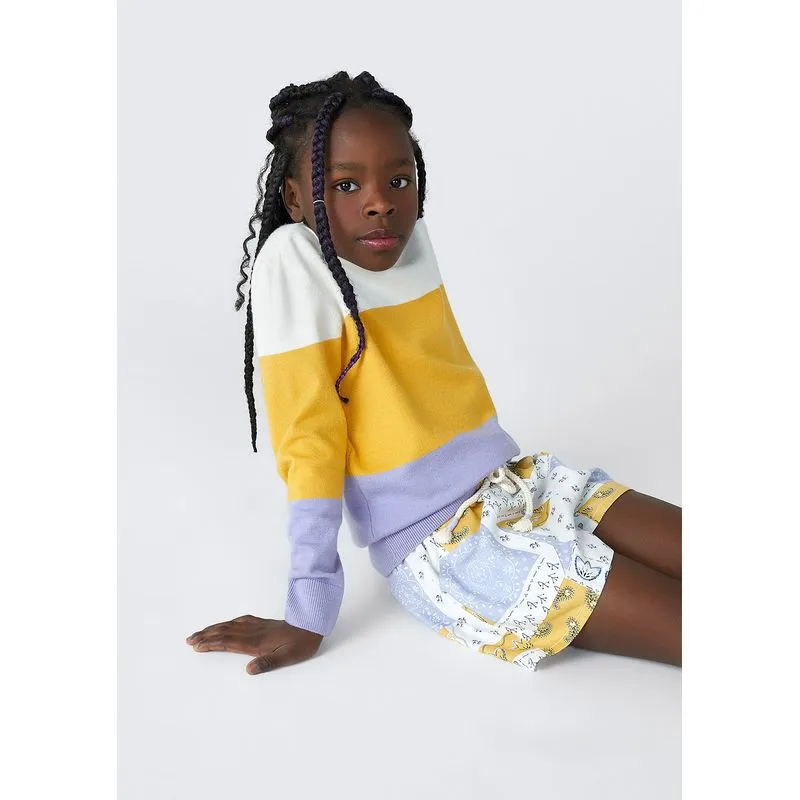 Blusão Infantil Menina Em Tricô Listrado - Amarelo 004
