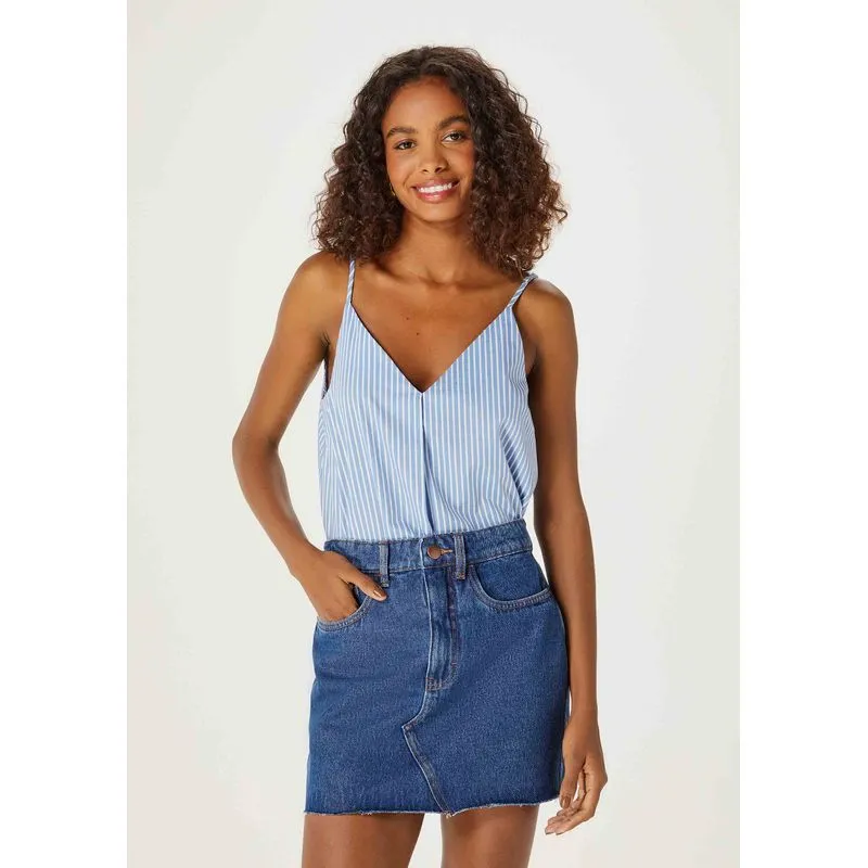 Saia Jeans Cintura Alta Barra A Fio - Azul 040