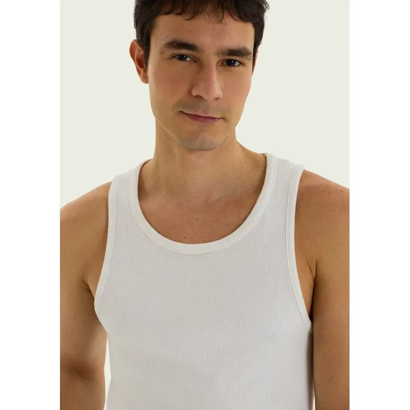 Regata Masculina Regular Em Ribana Canelada - Off white M