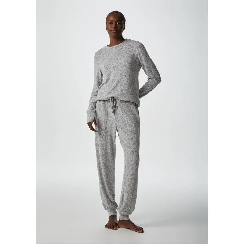 Pijama Feminino Longo Em Tricô - Cinza M