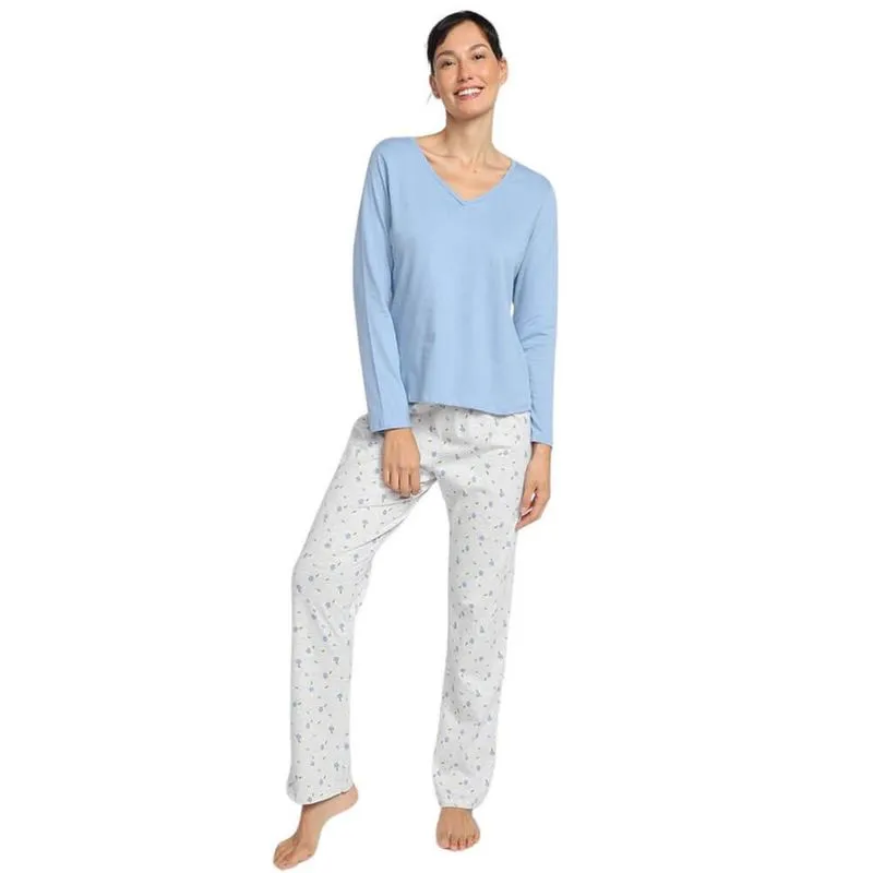 Pijama Longo Feminino 100% Algodão Hering - Flores