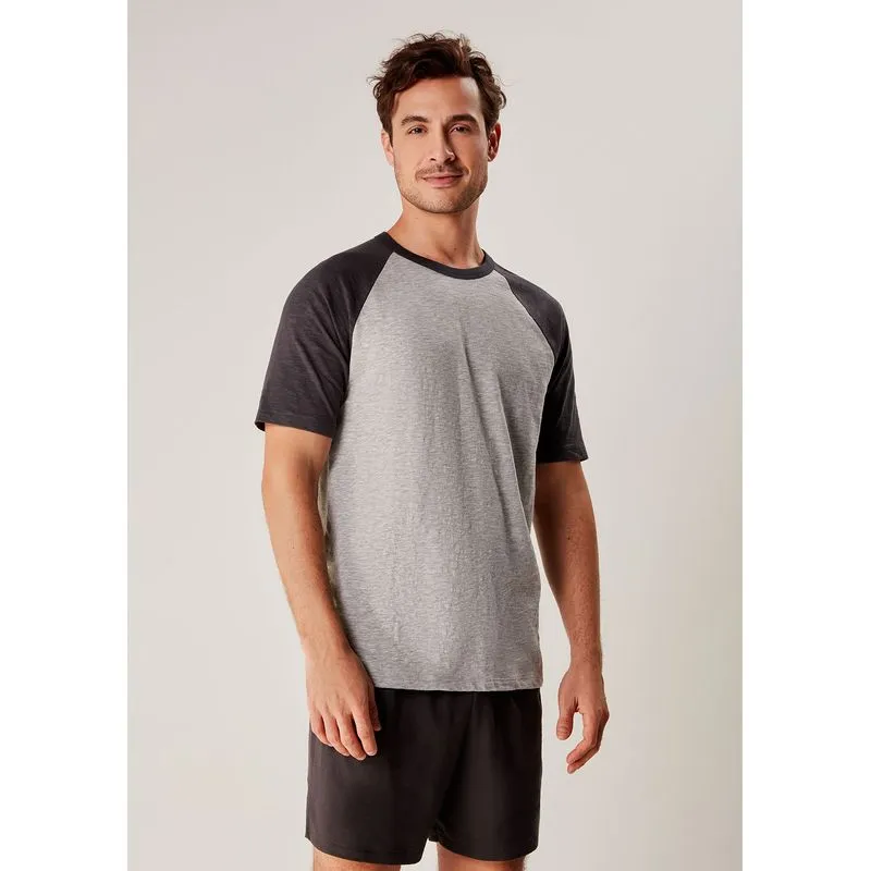 Pijama Curto Masculino Raglan - Cinza XXG