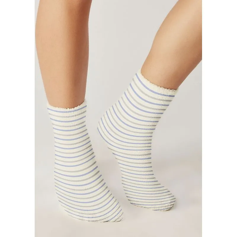 Meia Infantil Unissex Cano Médio Peluciada Com Estampa - Off white P