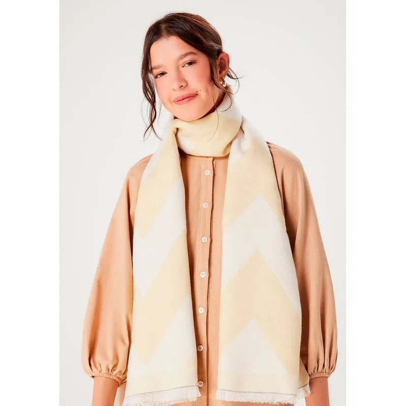 Cachecol Feminino Estampado Em Tricô - Off white UNI